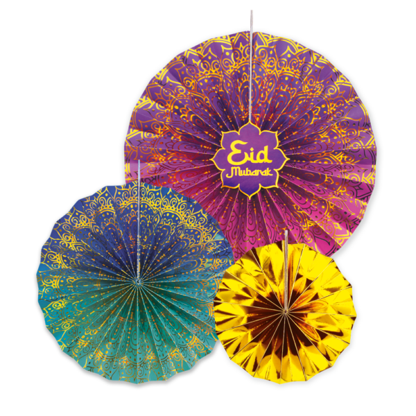 3 Paper fans - Eid Mubarak