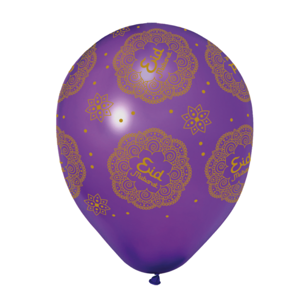 8 Balloons 12" 5-sides helium print Eid Mubarak