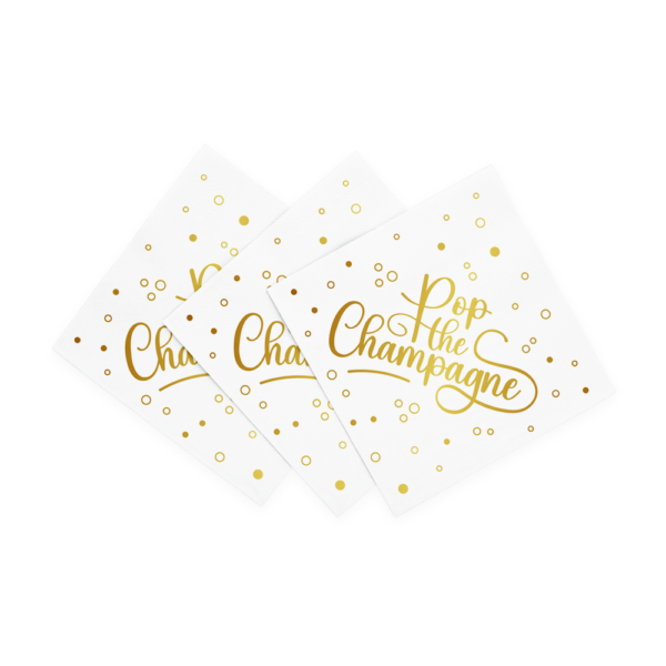 20 Napkins 33x33cm - Pop the Champagne - white