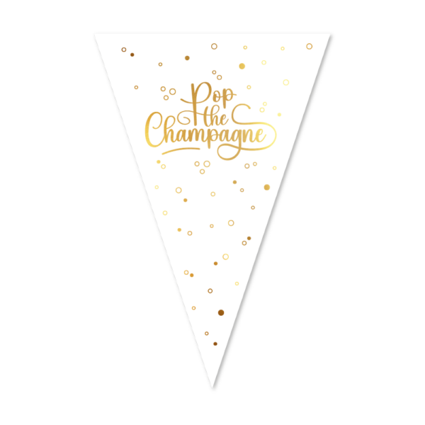 Bunting PET 10 m flags 20x30cm - Pop the Champagne - white