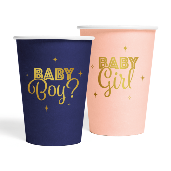 8 Paper cups 210ml - Gender Reveal