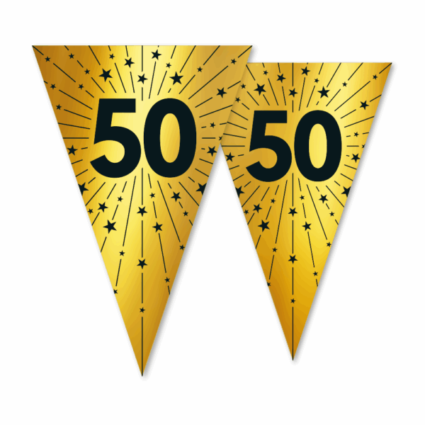 Bunting PET 10m - 2-side print - flagsize 20x30cm - '50' gold