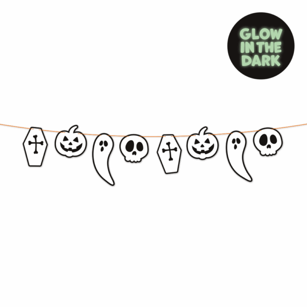 Paper garland 2m - Glow in the Dark - Halloween Boo