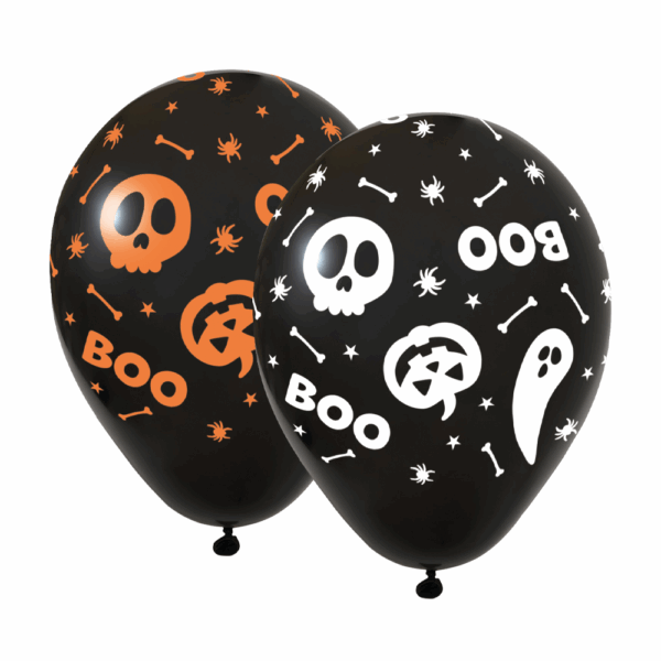 6 Balloons 12" - 2 prints - Halloween Boo