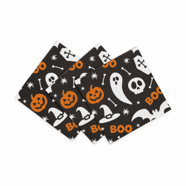 20 3-Ply Paper Luncheon Napkins 33x33cm FSC - Halloween Boo - Image 2