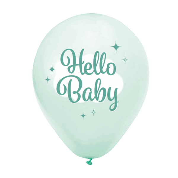 8 Latex balloons 12" 1-sided - Hello Baby