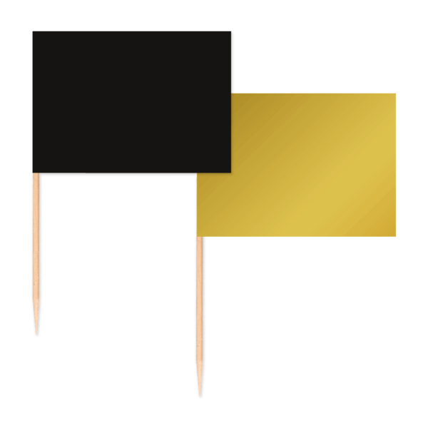 50 Flag picks Black & Gold - Golden Celebrations