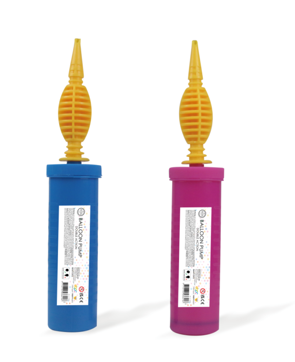 Balloonpump 'double action' blue&pink mixed
