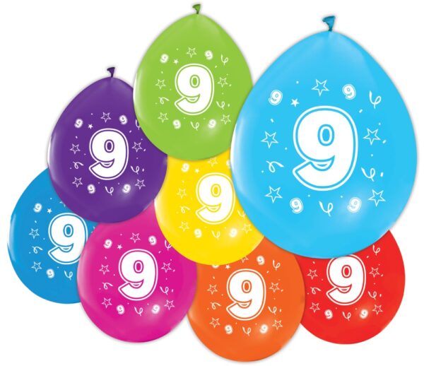 8 Balloons 12" 2-sides print '9'