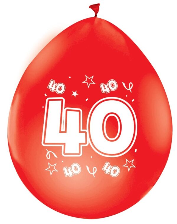 8 Balloons 12" metallic ruby 2-sides print '40'