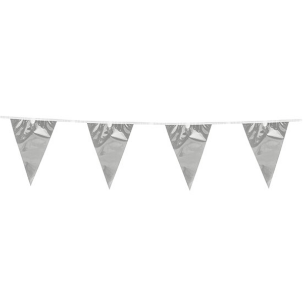 Bunting Metallic 10m silver size flags: 20x30cm - Image 2