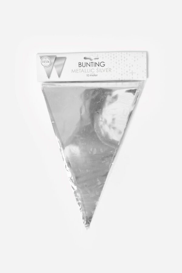 Bunting Metallic 10m silver size flags: 20x30cm
