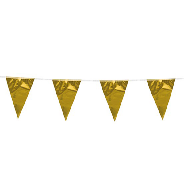 Bunting Metallic 10m gold size flags: 20x30cm - Image 2