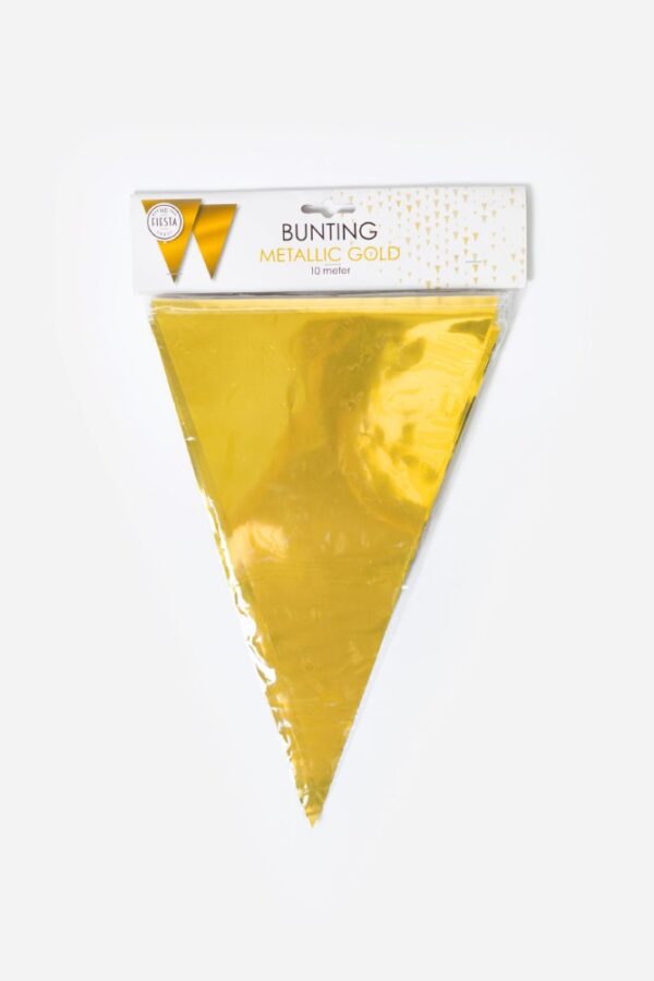 Bunting Metallic 10m gold size flags: 20x30cm