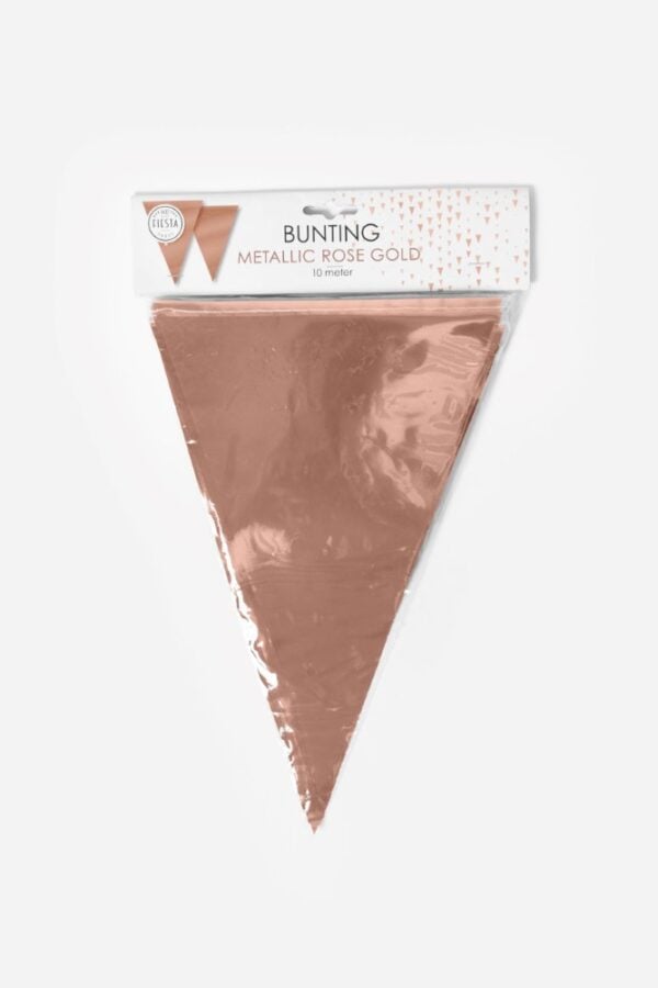 Bunting Metallic 10m rose gold size flags: 20x30cm