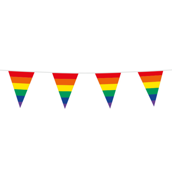Bunting PE 10m - 2-side print - rainbow size flags: 20x 30cm - Image 2