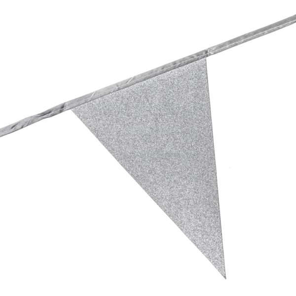 Bunting Glitter 6m silver flagsize 20x30cm - Image 3