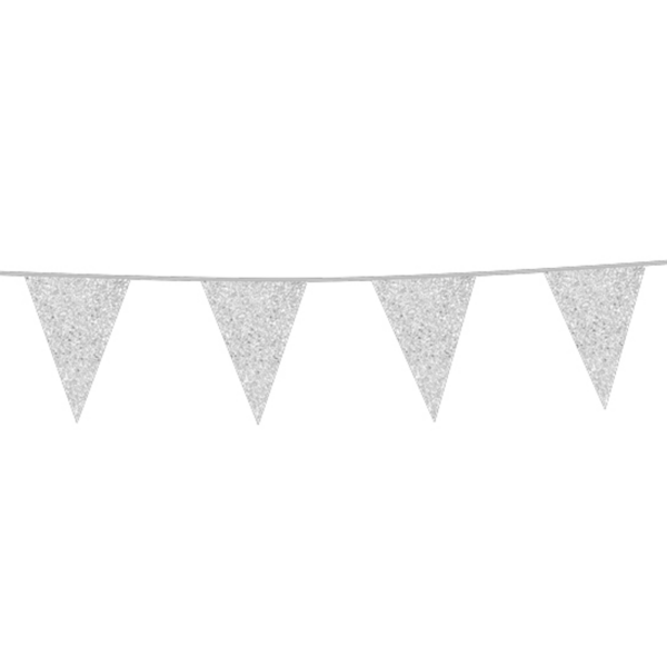 Bunting Glitter 6m silver flagsize 20x30cm