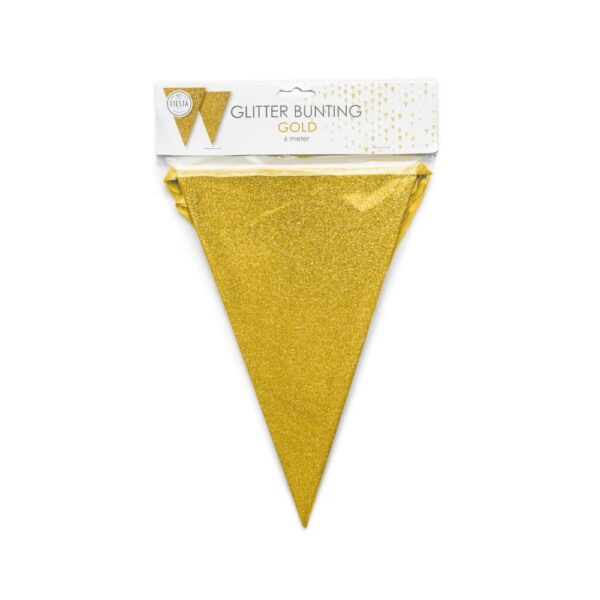 Bunting Glitter 6m gold flagsize 20x30cm - Image 2