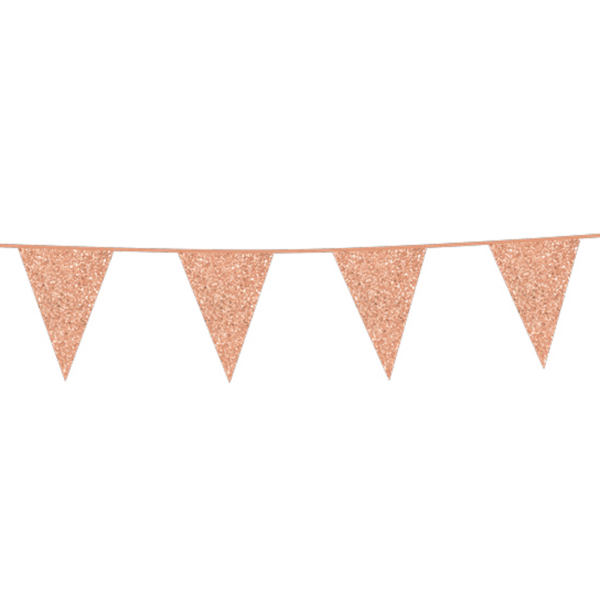 Bunting Glitter 6m rose gold flagsize 20x30cm