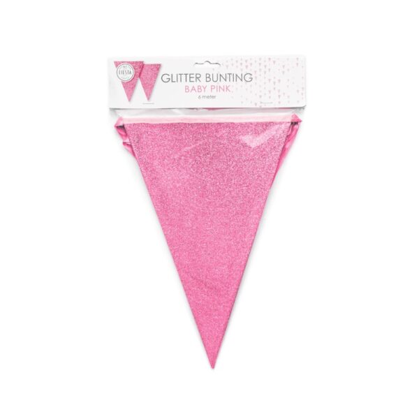 Bunting Glitter 6m baby pink flagsize 20x30cm - Image 2