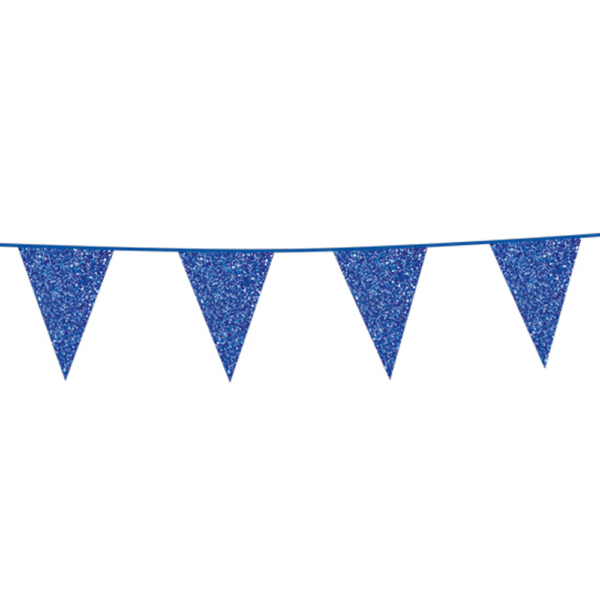 Bunting Glitter 6m blue flagsize 20x30cm