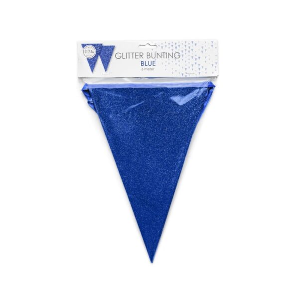 Bunting Glitter 6m blue flagsize 20x30cm - Image 2