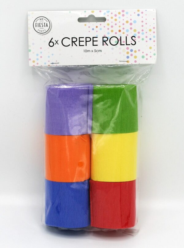 6 Crepe rolls 5cm x10m multicolour