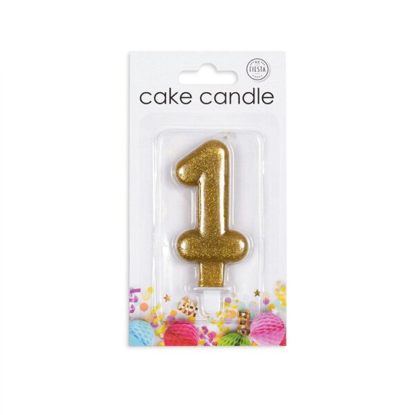Cake candle glitter gold nr. 1 - Image 2