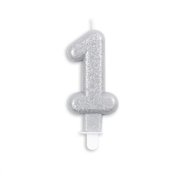 Cake candle glitter silver nr. 1