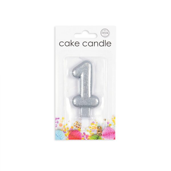 Cake candle glitter silver nr. 1 - Image 2