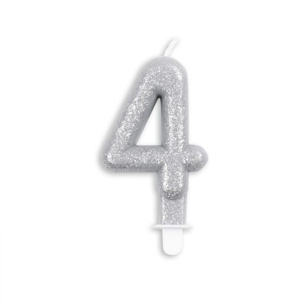 Cake candle glitter silver nr. 4