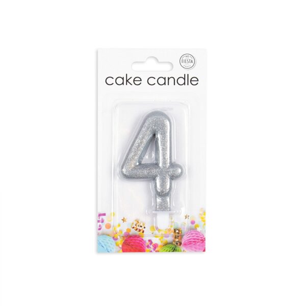 Cake candle glitter silver nr. 4 - Image 2