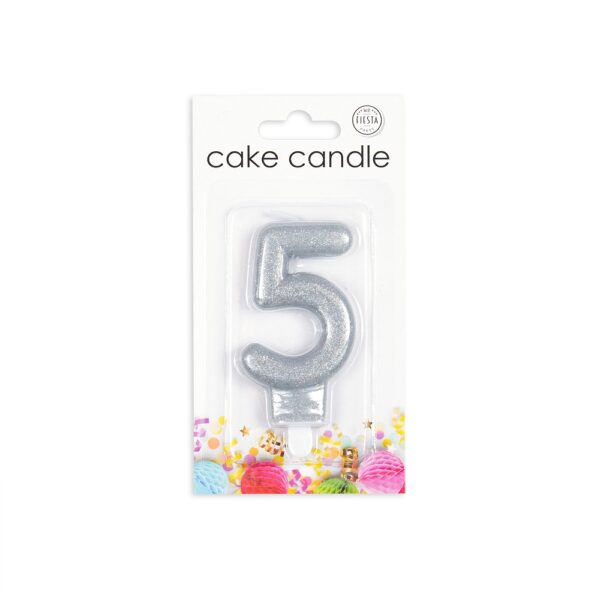 Cake candle glitter silver nr. 5 - Image 2