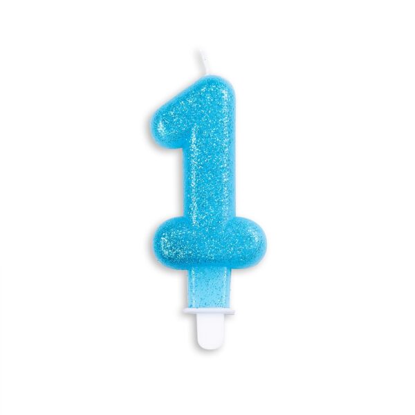 Cake candle glitter blue nr. 1