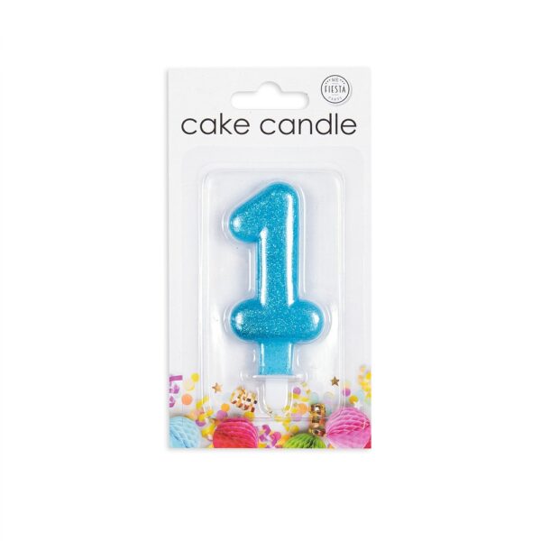 Cake candle glitter blue nr. 1 - Image 2