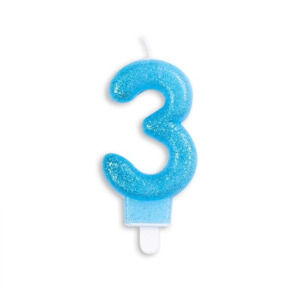 Cake candle glitter blue nr. 3