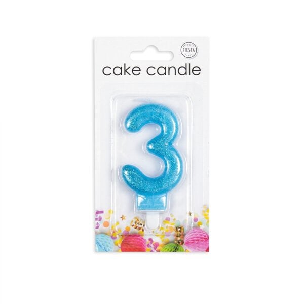 Cake candle glitter blue nr. 3 - Image 2