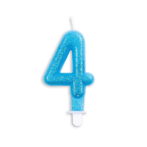 Cake candle glitter blue nr. 4