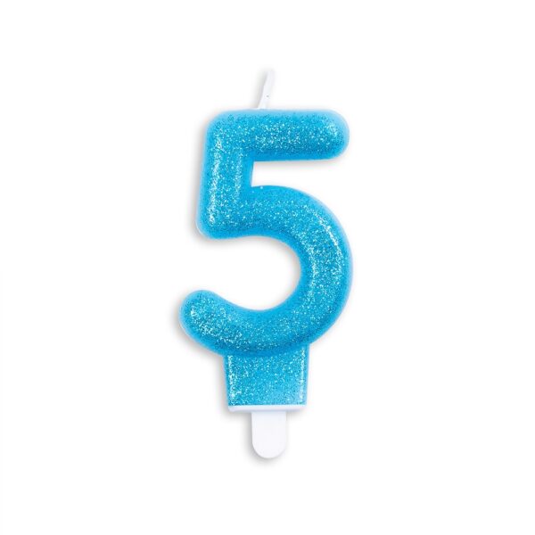 Cake candle glitter blue nr. 5