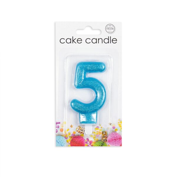 Cake candle glitter blue nr. 5 - Image 2
