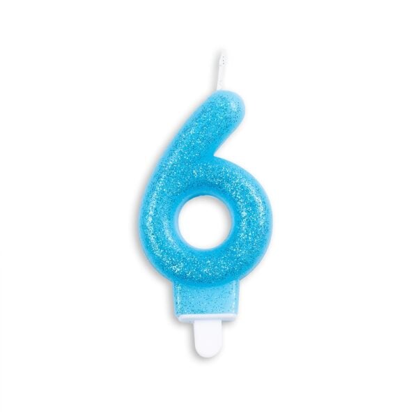 Cake candle glitter blue nr. 6