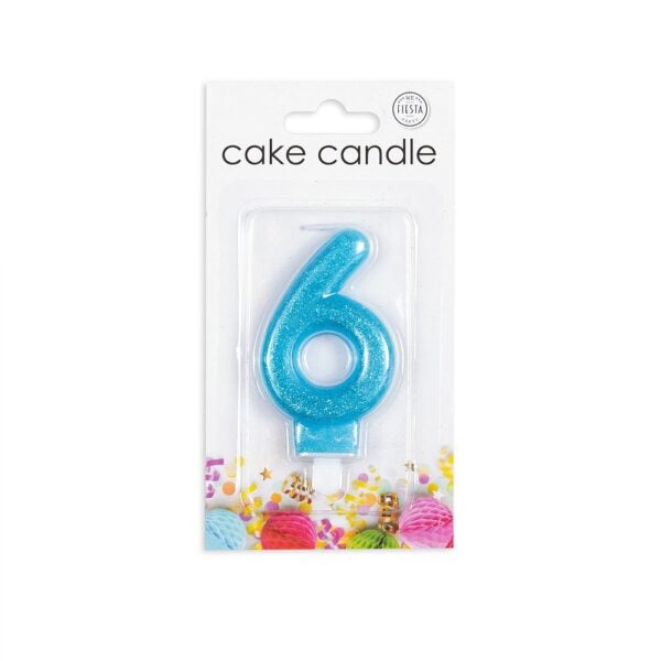 Cake candle glitter blue nr. 6 - Image 2