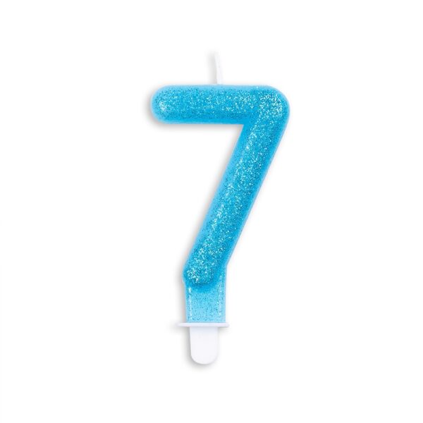 Cake candle glitter blue nr. 7