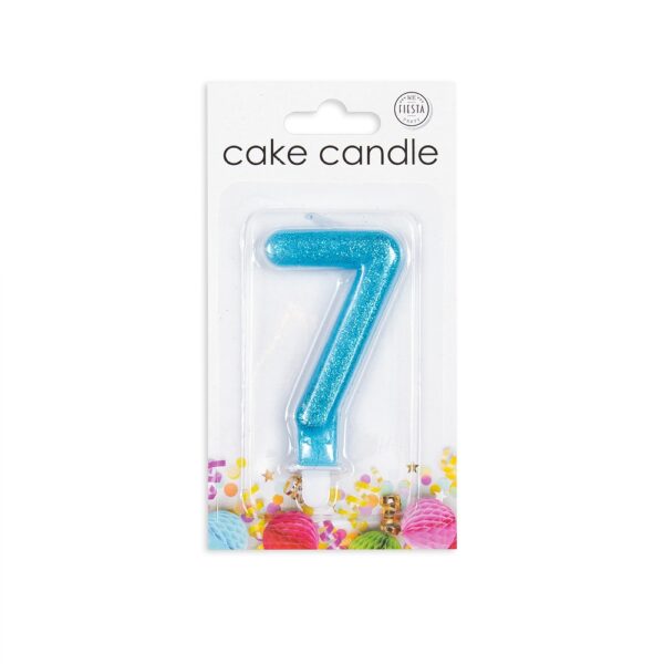 Cake candle glitter blue nr. 7 - Image 2