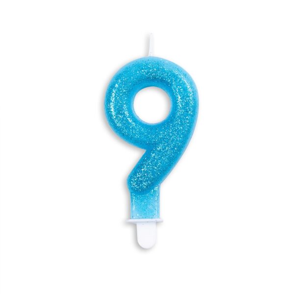 Cake candle glitter blue nr. 9