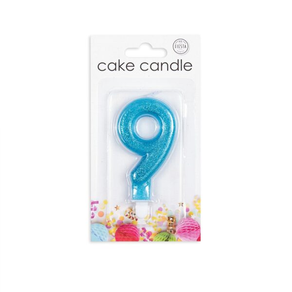 Cake candle glitter blue nr. 9 - Image 2
