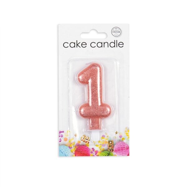Cake candle glitter rose gold nr. 1 - Image 2