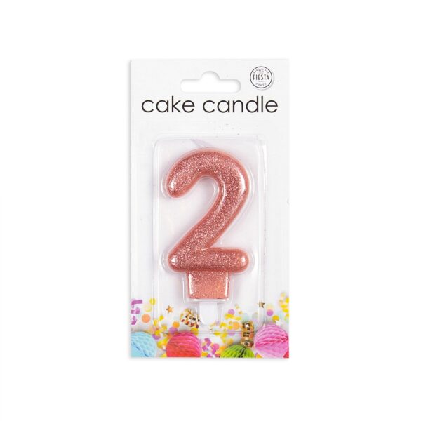 Cake candle glitter rose gold nr. 2 - Image 2