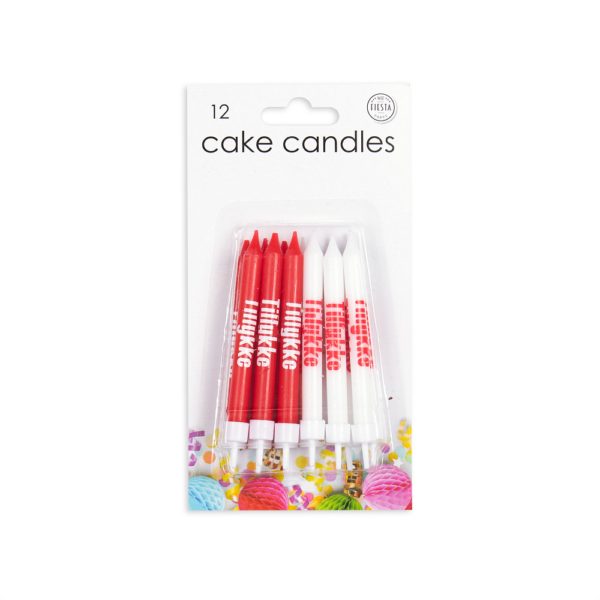 Cake candle set "Tillykke" red/white